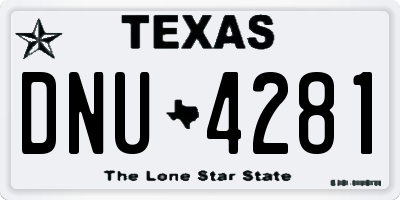 TX license plate DNU4281