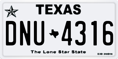 TX license plate DNU4316
