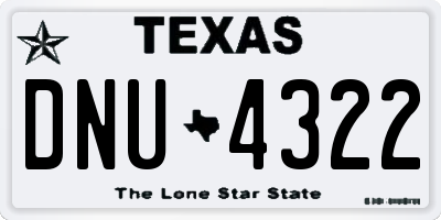 TX license plate DNU4322