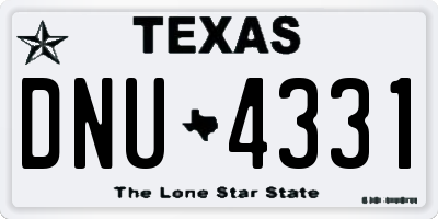TX license plate DNU4331