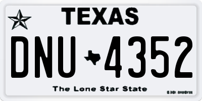 TX license plate DNU4352
