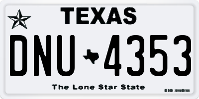 TX license plate DNU4353