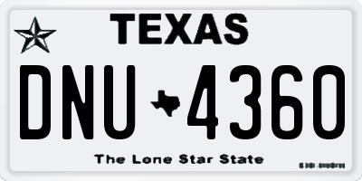 TX license plate DNU4360