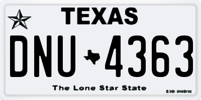 TX license plate DNU4363