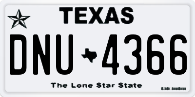 TX license plate DNU4366