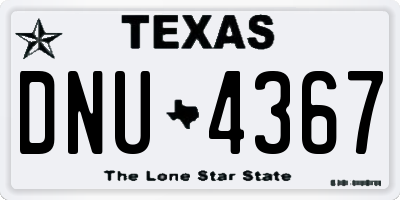 TX license plate DNU4367