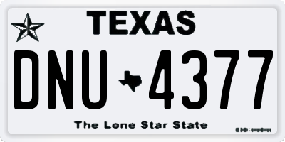 TX license plate DNU4377