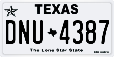 TX license plate DNU4387