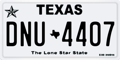 TX license plate DNU4407