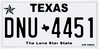TX license plate DNU4451