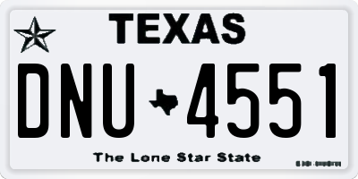 TX license plate DNU4551