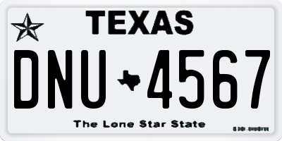 TX license plate DNU4567