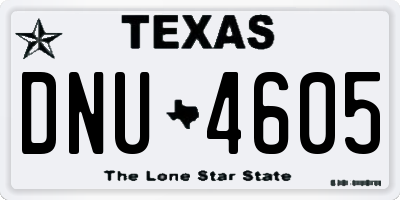 TX license plate DNU4605