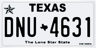 TX license plate DNU4631