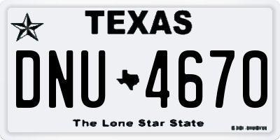 TX license plate DNU4670