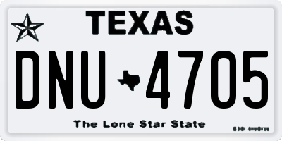 TX license plate DNU4705