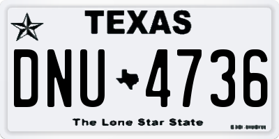 TX license plate DNU4736