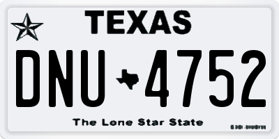 TX license plate DNU4752