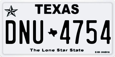 TX license plate DNU4754