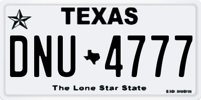 TX license plate DNU4777