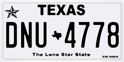 TX license plate DNU4778