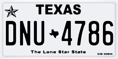 TX license plate DNU4786
