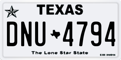 TX license plate DNU4794