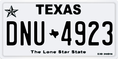 TX license plate DNU4923