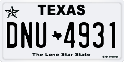 TX license plate DNU4931