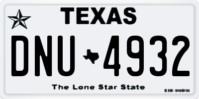TX license plate DNU4932