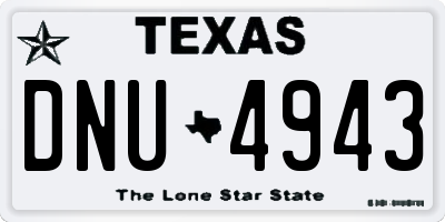 TX license plate DNU4943