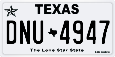 TX license plate DNU4947