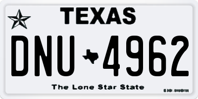 TX license plate DNU4962