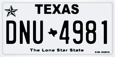 TX license plate DNU4981