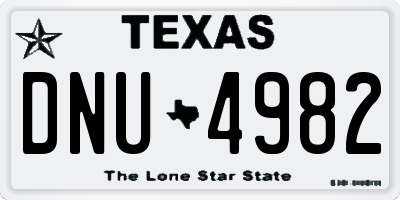 TX license plate DNU4982
