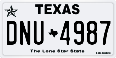 TX license plate DNU4987
