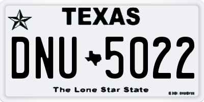 TX license plate DNU5022