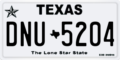 TX license plate DNU5204