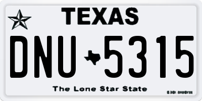TX license plate DNU5315