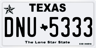 TX license plate DNU5333