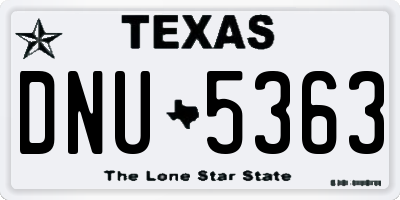 TX license plate DNU5363