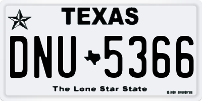TX license plate DNU5366
