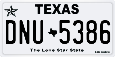 TX license plate DNU5386