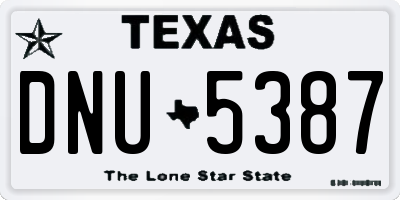 TX license plate DNU5387