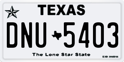 TX license plate DNU5403