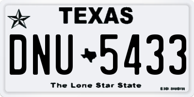TX license plate DNU5433