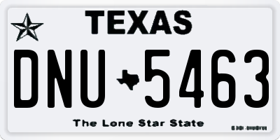TX license plate DNU5463
