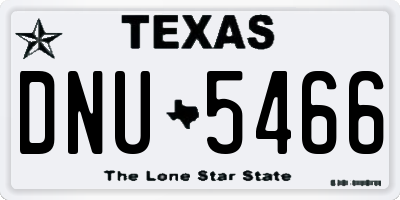 TX license plate DNU5466
