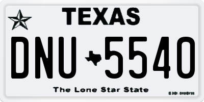 TX license plate DNU5540