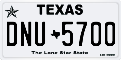 TX license plate DNU5700